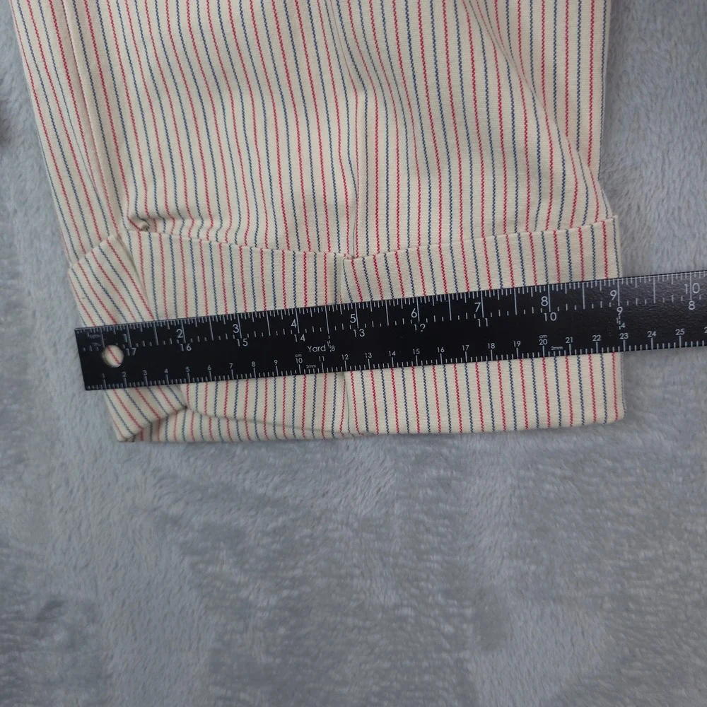Bandolino Capri Pants Womens 10 White Red Blue Striped Cuffed Stretch Nautical